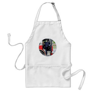 Fireman Climbing into Fire Truck Standard Apron