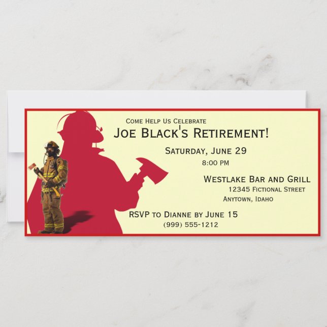 Fireman Custom Retirement Party Invitations (Front)