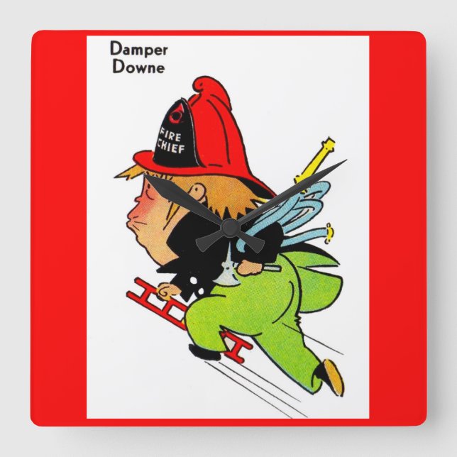 fireman Damper Downe Square Wall Clock (Front)