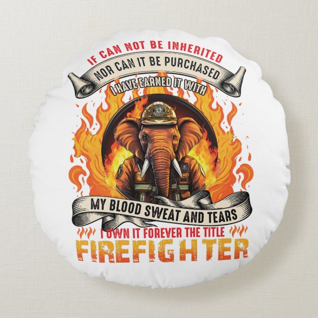 Fireman Elephant Round Cushion (Front)