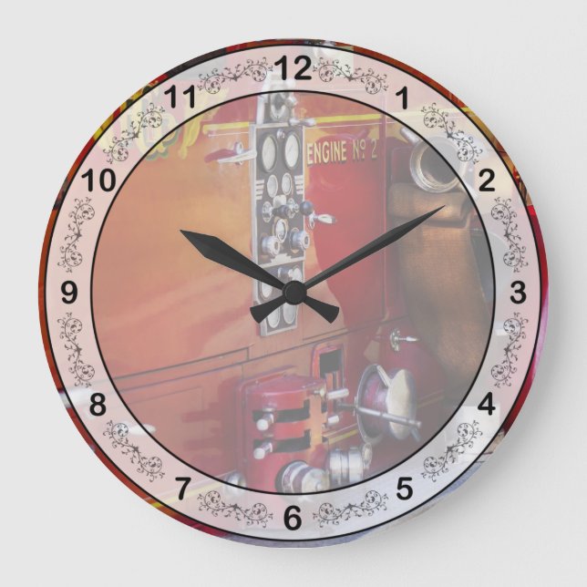 Fireman - Engine no 2  Large Clock (Front)