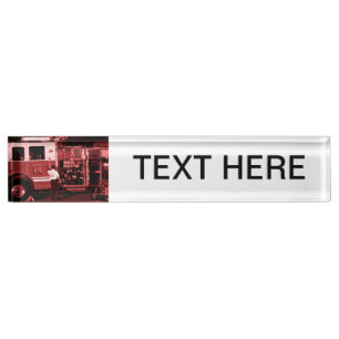 fireman entering truck burgundy coloured nameplate