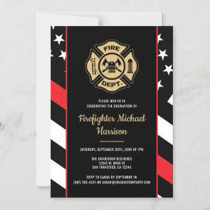 Fireman Fire Academy Firefighter Graduation Party Magnetic Invitation