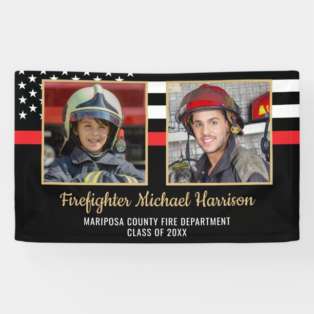 Fireman Fire Academy Graduation Firefighter Photo Banner (Horizontal)