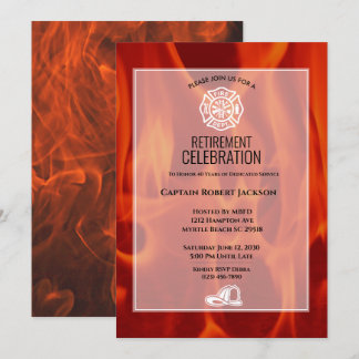 Fireman Fire Badge Firefighter Retirement Party   Invitation