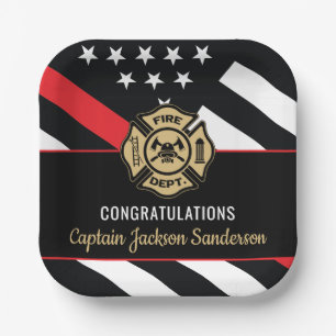 Fireman Fire Department Firefighter Retirement Paper Plate