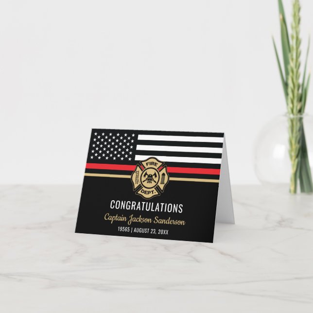 Fireman Fire Department Flag Firefighter Retirment Card (Front)