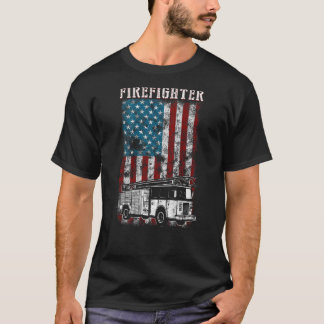 Fireman fire truck Distressed Firefighter American T-Shirt