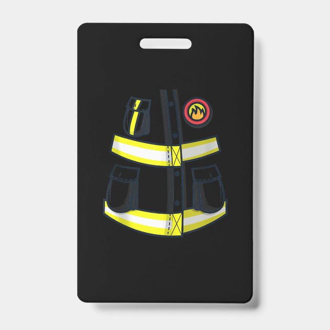 Fireman Firefighter Costume Halloween ID Badge (Front)