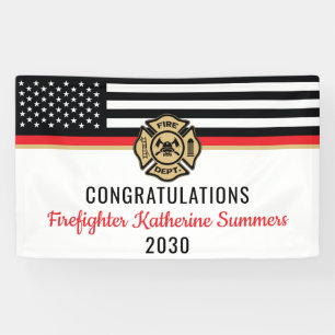 Fireman Firefighter Fire Academy Graduation Party Banner