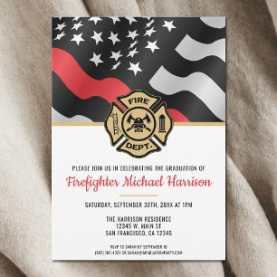 Fireman Firefighter Fire Academy Graduation Party Invitation