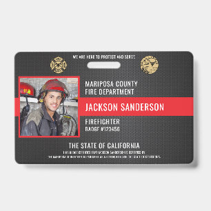 Fireman Firefighter Fire Department Employee ID Badge