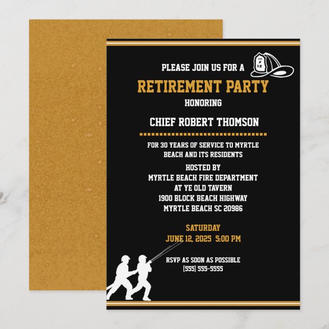 Fireman/Firefighter Retirement Invitation (Front/Back)