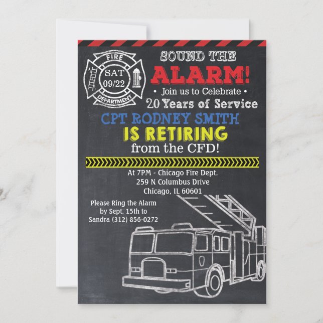 Fireman Firefighter Retirement Invitation (Front)