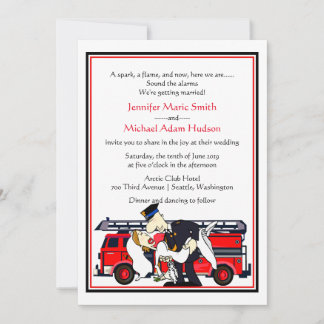 Fireman Firefighter Wedding Invitation