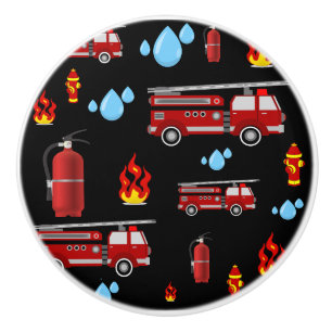 Fireman Firetruck Fire Truck Kids Boys Ceramic Knob