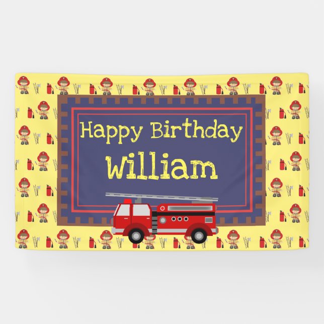 Fireman Happy Birthday Banner (Horizontal)