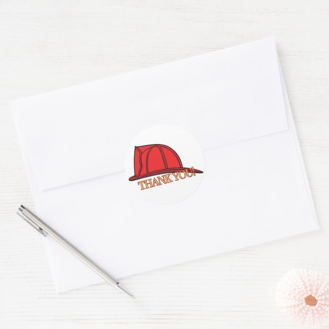 Fireman Hat Thank You Classic Round Sticker (Envelope)