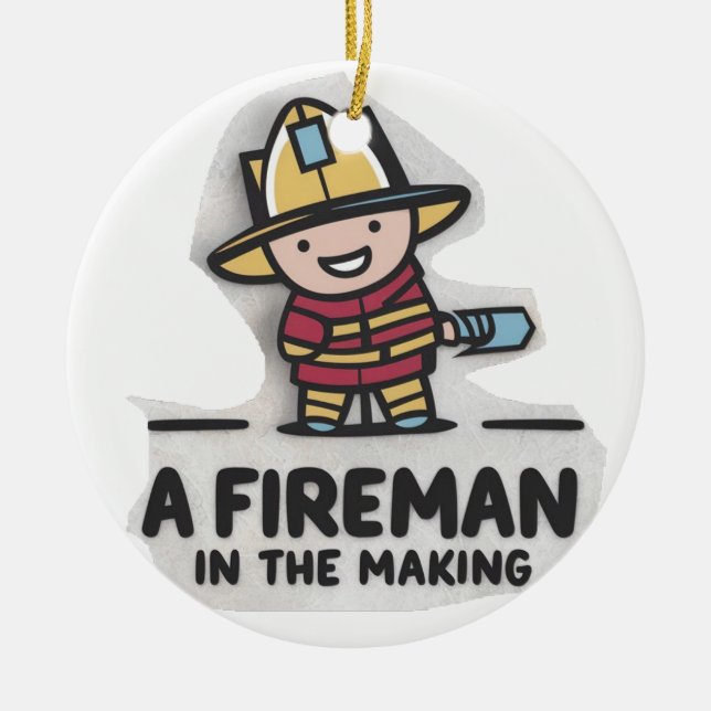 Fireman learner. Future Firefighter  Ceramic Tree Decoration (Front)