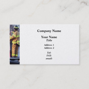 Fireman On Back Of Fire Truck Business Card