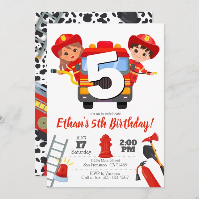 Fireman Party Invitation (Front/Back)