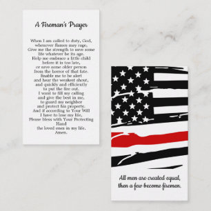 Fireman Prayer Firefighter Thin Red Line Business Card