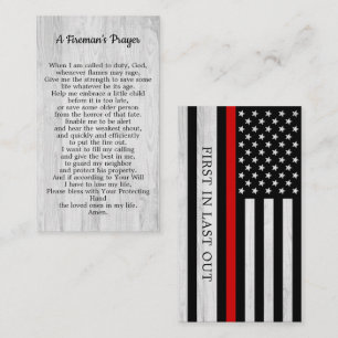Fireman Prayer Thin Red Line Firefighter Business Card