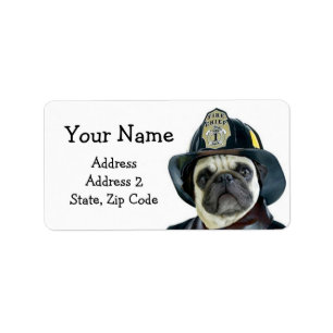 Fireman Pug Address Labels