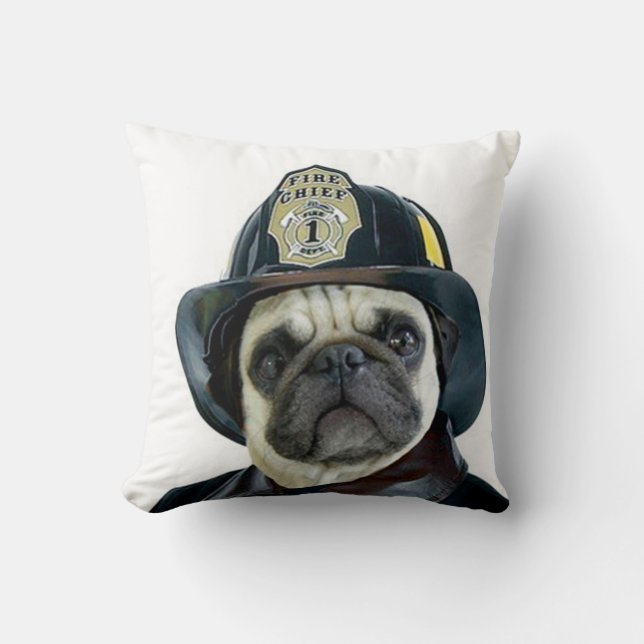 Fireman pug cushion (Front)