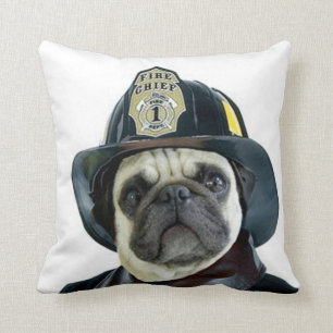 Fireman pug cushion