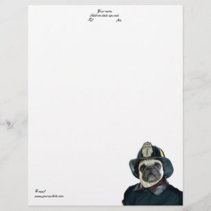 Fireman pug letterhead template