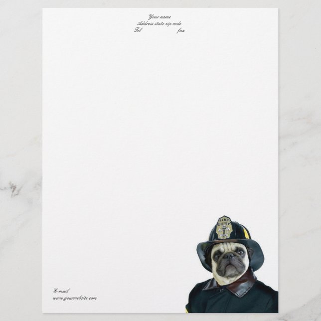 Fireman pug letterhead template (Front)
