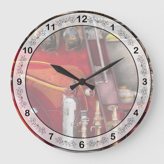 Fireman - Ready for a fire Large Clock (Front)