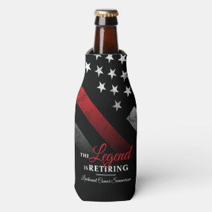 Fireman Retirement Party Red Line Flag Firefighter Bottle Cooler