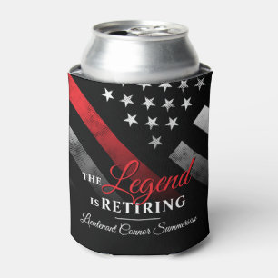Fireman Retirement Party Red Line Flag Firefighter Can Cooler
