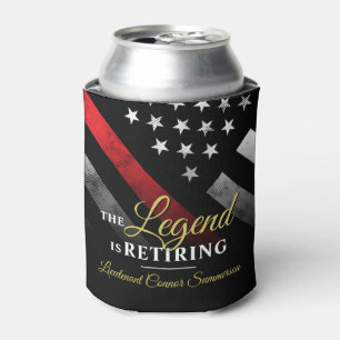 Fireman Retirement Party Red Line Flag Firefighter Can Cooler