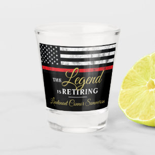Fireman Retirement Party Red Line Flag Firefighter Shot Glass
