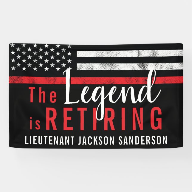 Fireman Retirement Red Line Flag Firefighter Banner (Horizontal)