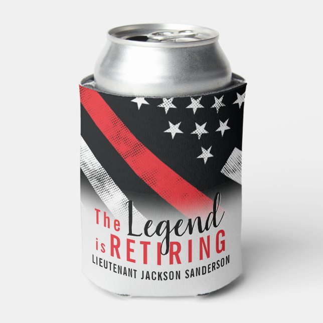 Fireman Retirement Red Line Flag Firefighter Can Cooler (Can Front)