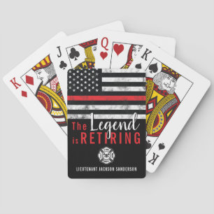 Fireman Retirement Red Line Flag Firefighter Playing Cards
