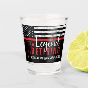 Fireman Retirement Red Line Flag Firefighter Shot Glass