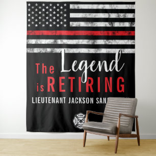 Fireman Retirement Red Line Flag Firefighter Tapestry