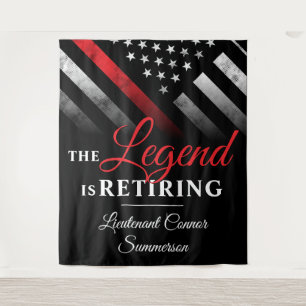 Fireman Retirement Red Line Flag Firefighter Tapestry