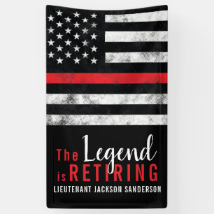 Fireman Retirement Thin Red Line Flag Firefighter Banner