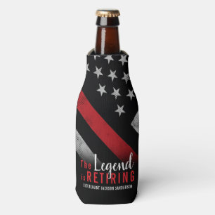 Fireman Retirement Thin Red Line Flag Firefighter Bottle Cooler