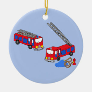 Fireman’s Red Fire Trucks Ceramic Tree Decoration