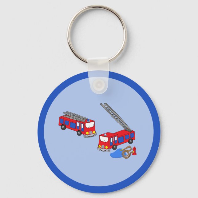Fireman’s Red Fire Trucks Key Ring (Front)