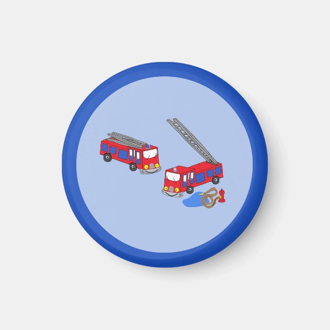 Fireman’s Red Fire Trucks Magnet (Front)