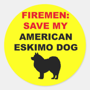 Fireman Save My American Eskimo Dog Classic Round Sticker