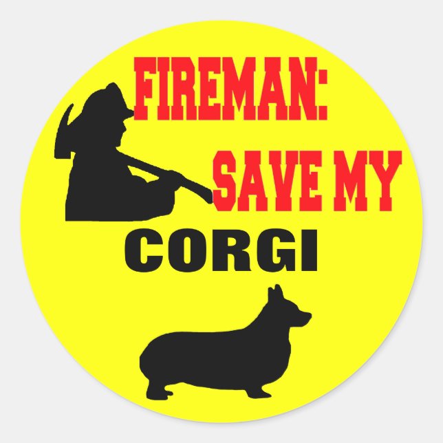 Fireman Save My Corgi Classic Round Sticker (Front)